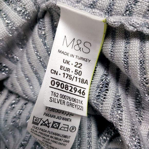 Per Una Marks & Spencer Silver Grey Fine Knit Cardigan BNWT Size UK 22 - Picture 9 of 9